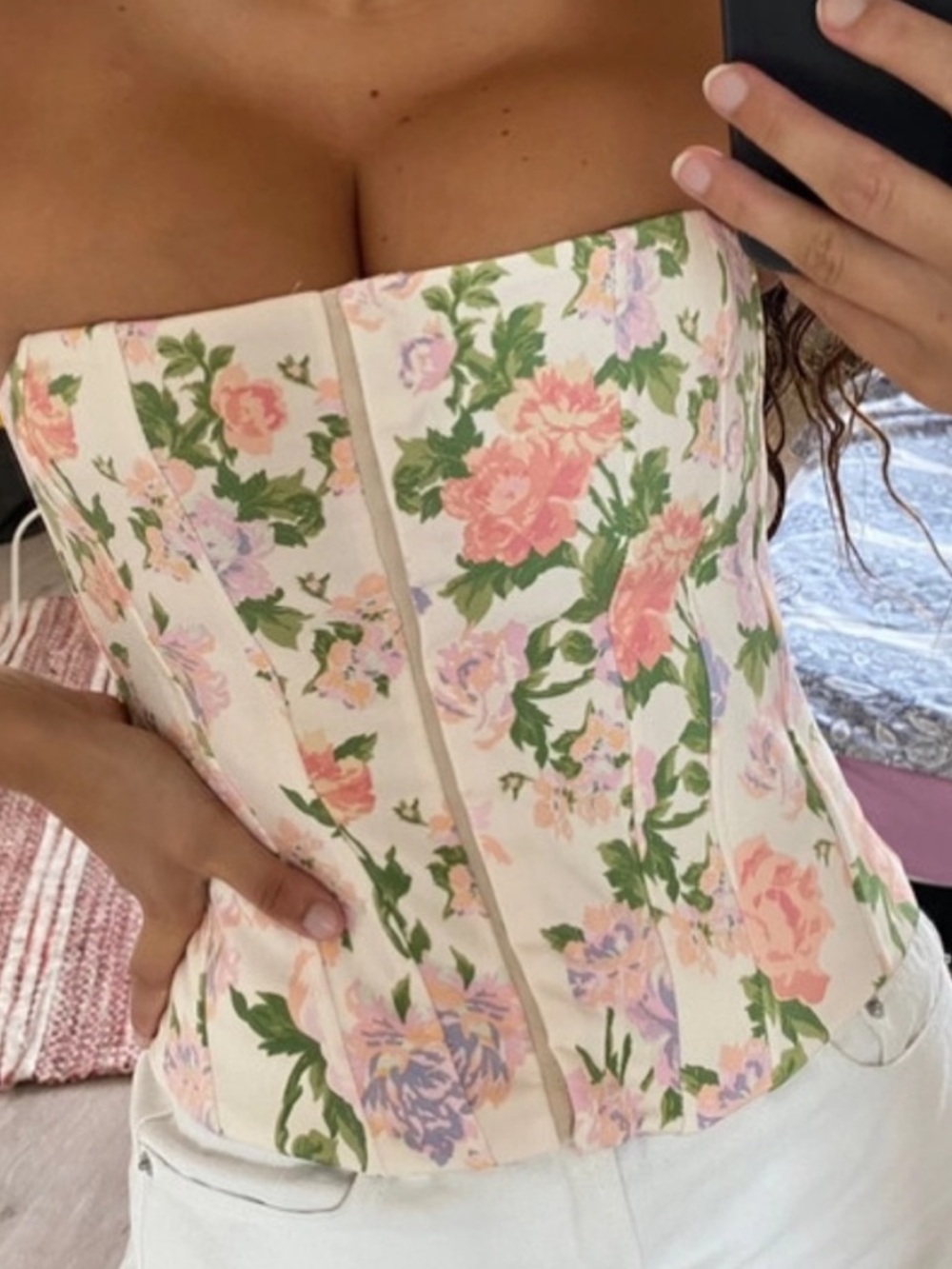 Zara blogger fav floral corset pink cream size medium